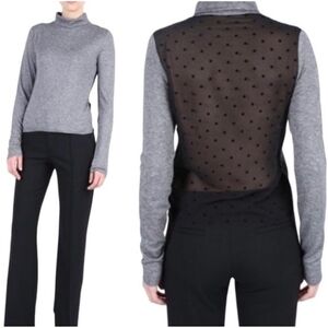 See By Chloe Grey Mockneck Sheer Back Sweater